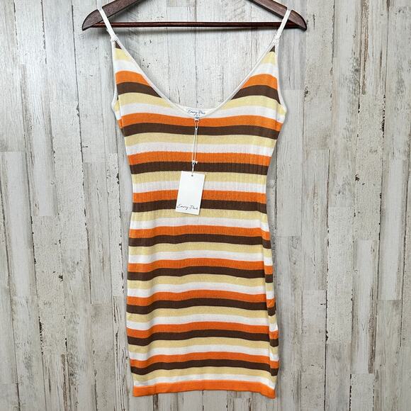 emory park Dresses & Skirts - NWT Emory Park Bodycon Knit Mini Dress Stripes Size Small Festival Beachy MSRP60